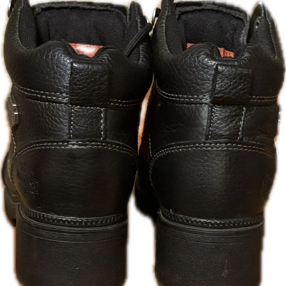 Harley Davidson Black Leather Lace-Up Boots women’s size 6 1/2 - Picture 2 of 6
